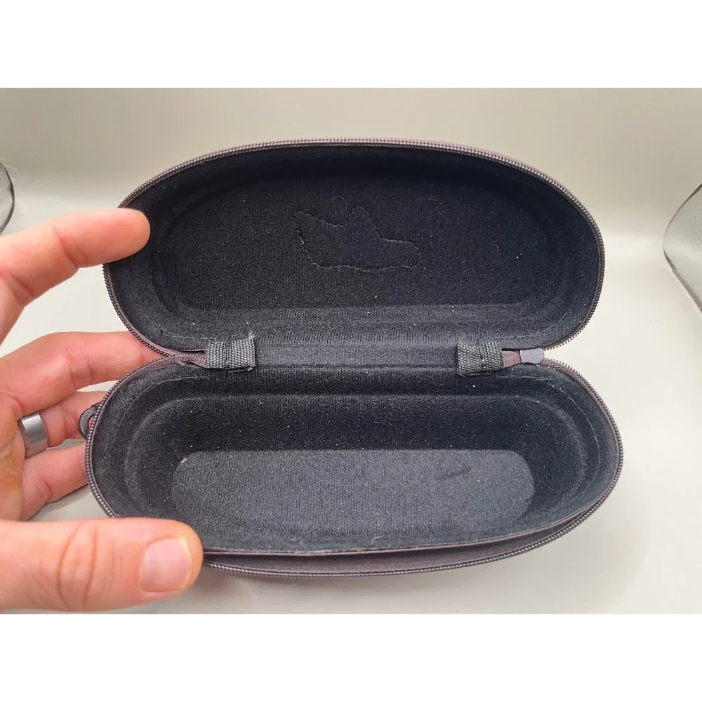 Maui Jim Brown Woven Zippered Clamshell Sunglasses Case Hard Shell With Clip